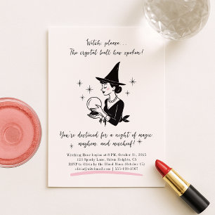Retro Hexe mit Kristallball-Halloween-Party Einladung