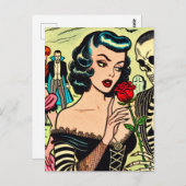 Retro Hexe Vampire Girl Horror Comic Postkarte (Vorne/Hinten)