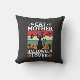 Retro-Hexen-Design für Halloween-Katz-Mutter-Liebh Kissen