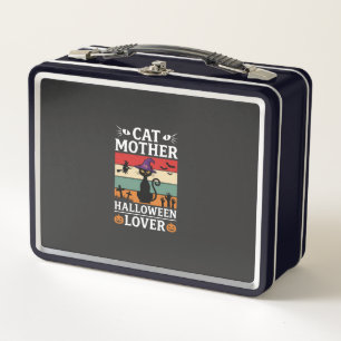 Retro-Hexen-Design für Halloween-Katz-Mutter-Liebh Metall Brotdose