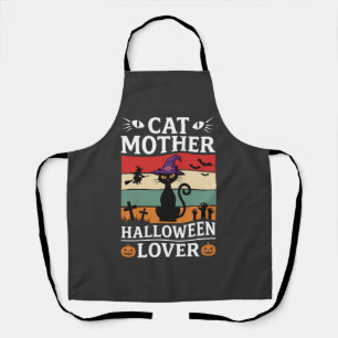 Retro-Hexen-Design für Halloween-Katz-Mutter-Liebh Schürze