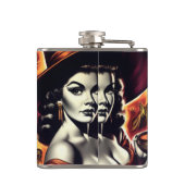 Retro-Hexen-Pin-up Flachmann (Rückseite)