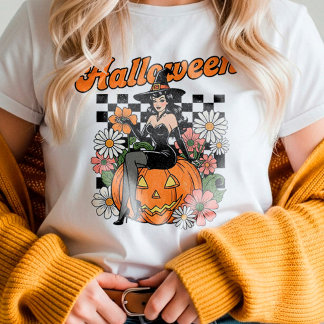 Retro-Hexen-Pin-up-Kunst zu Halloween - Vintage-Kü T-Shirt