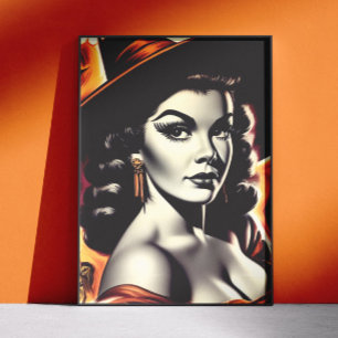 Retro-Hexen-Pin-up Poster