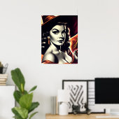 Retro-Hexen-Pin-up Poster (Heimbüro)