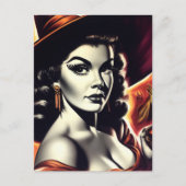 Retro-Hexen-Pin-up Postkarte (Vorderseite)