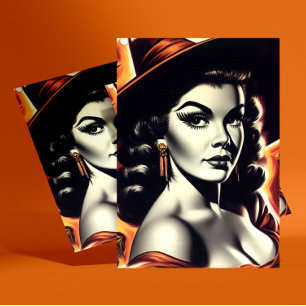 Retro-Hexen-Pin-up Postkarte