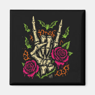 Retro-Hexen-Skelett-Hand-Halloween-Gruselige-Saiso Magnet