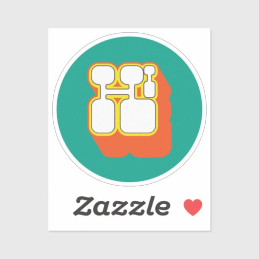 Retro Hi Orange Turquoise Aufkleber (Blatt)