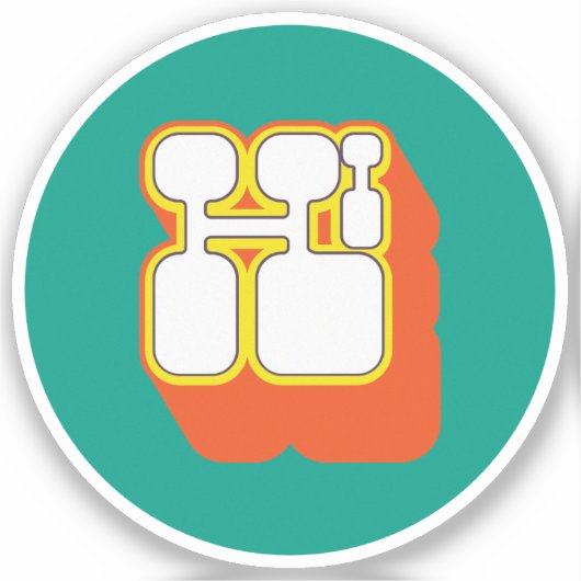 Retro Hi Orange Turquoise Aufkleber (Vorderseite)