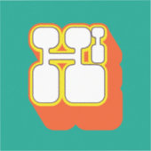 Retro Hi Turquoise Orange Aufkleber (Vorderseite)