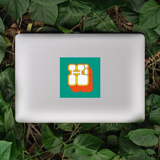 Retro Hi Turquoise Orange Aufkleber