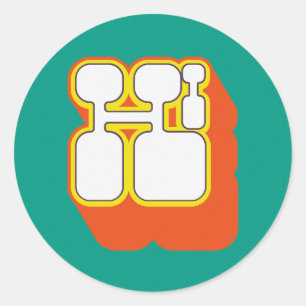 Retro Hi Turquoise Orange Runder Aufkleber