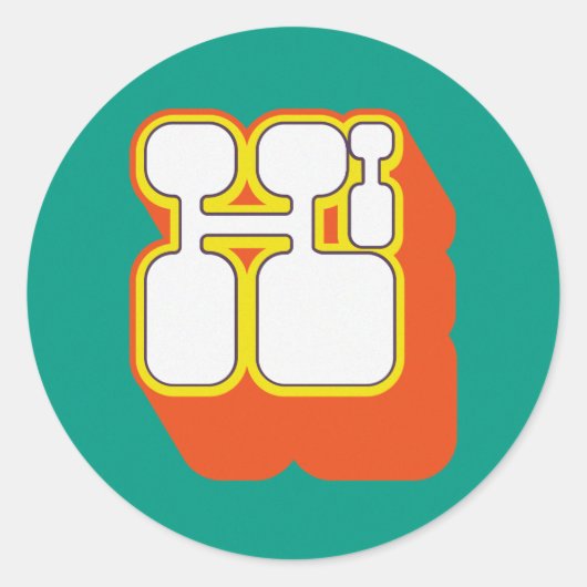 Retro Hi Turquoise Orange Runder Aufkleber (Vorderseite)