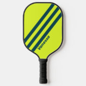 Retro HI VIS Yellow Three Stripes with Name Pickleball Schläger (Vorderseite)