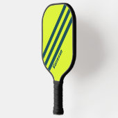 Retro HI VIS Yellow Three Stripes with Name Pickleball Schläger (Links)