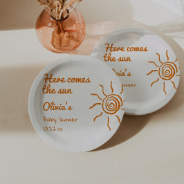 Retro hier kommt die auf die Hand gezogene Babydus Pappteller