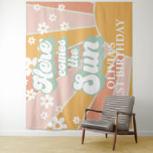 Retro Hier kommt die Sonne Daisy Sonnenschein Gebu Wandteppich (Beispiel)