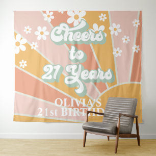 Retro Hier kommt die Sonne Daisy Sonnenschein Gebu Wandteppich