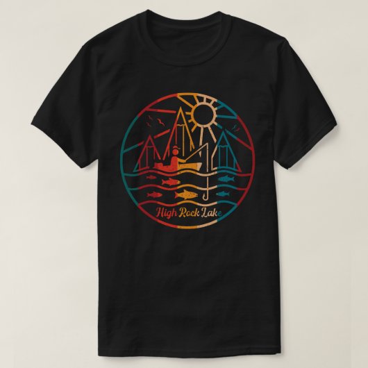 Retro High Rock Lake Fischen T - Shirt (Design vorne)