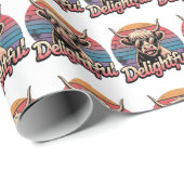 Retro Highland Cow Western Sunglasses Geschenkpapier (Rolleneckpunkt)
