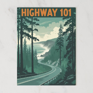Retro Highway 101 California Coastline Postkarte