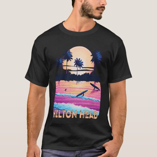 Retro Hilton Head North Carolina Souvenir Surf T-Shirt (Vorderseite)