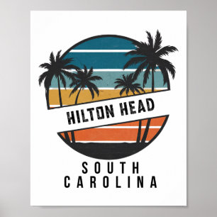 Retro Hilton Head South Carolina Surfbrett Surfen Poster