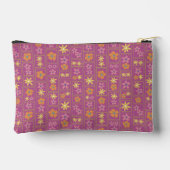 Retro Himbeer-Patchwork-Blumen Klein Zubehörtasche (Rückseite)