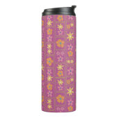 Retro Himbeer-Patchwork-Blumenmuster Thermosbecher (Nach links gedreht)