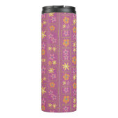 Retro Himbeer-Patchwork-Blumenmuster Thermosbecher (Rückseite)