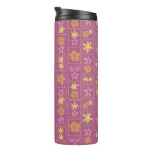 Retro Himbeer-Patchwork-Blumenmuster Thermosbecher (Nach rechts gedreht)