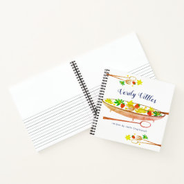 Retro Himbeersalat personalisiertes Kochbuch Notizblock