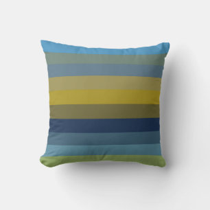 Retro Himmelblau & Ocker horizontale Streifen  Kissen