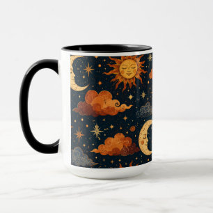 Retro-Himmels-Sonne-Mond-Morgencoffee-Tasse Gesche Tasse