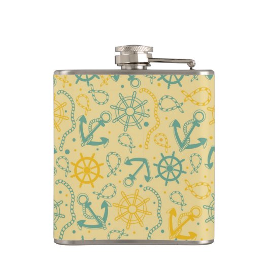 Retro Hintergrund mit Anker, Seile Flachmann (Rückseite)