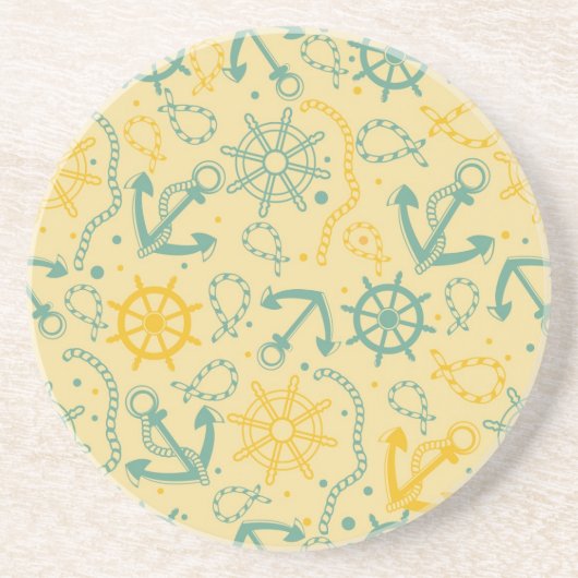 Retro Hintergrund mit Anker, Seile Sandstein Untersetzer (Vorne)