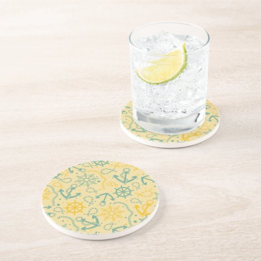 Retro Hintergrund mit Anker, Seile Sandstein Untersetzer (Seite)