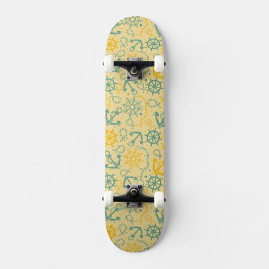 Retro Hintergrund mit Anker, Seile Skateboard (Vorderseite)