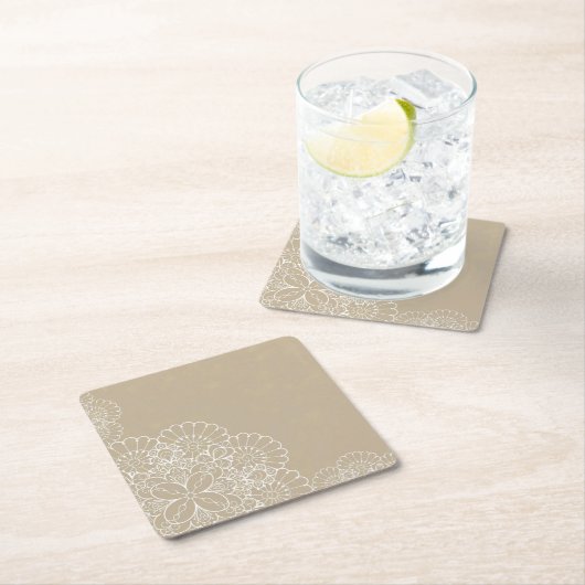 Retro Hintergrund mit Spitzeverzierung Rechteckiger Pappuntersetzer (Vor Ort)