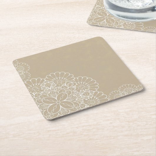 Retro Hintergrund mit Spitzeverzierung Rechteckiger Pappuntersetzer (angewinkelt)