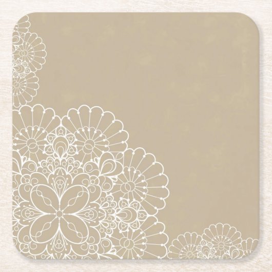 Retro Hintergrund mit Spitzeverzierung Rechteckiger Pappuntersetzer (Vorderseite)