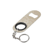 Retro Hintergrund mit Spitzeverzierung Schlüsselanhängerflaschenöffner (Rückseite Schrägansicht)