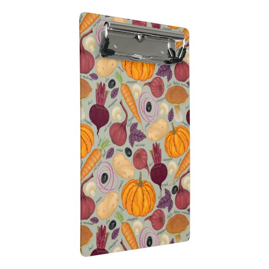 Retro Hintergrund vom Frischgemüse Mini Klemmbrett (Schrägansicht)