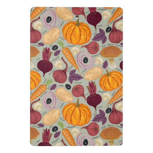 Retro Hintergrund vom Frischgemüse Mini Klemmbrett (Rückseite)