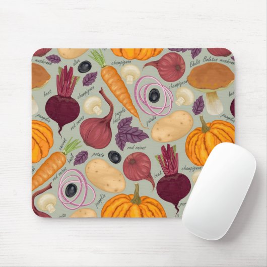 Retro Hintergrund vom Frischgemüse Mousepad (Mit Mouse)