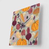 Retro Hintergrund vom Frischgemüse Quadratische Wanduhr (Winkel)