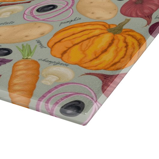 Retro Hintergrund vom Frischgemüse Schneidebrett (Ecke)