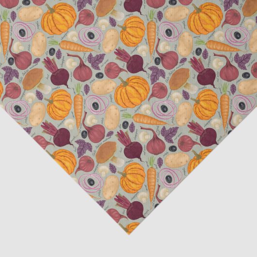 Retro Hintergrund vom Frischgemüse Seidenpapier (Ausschnitt)