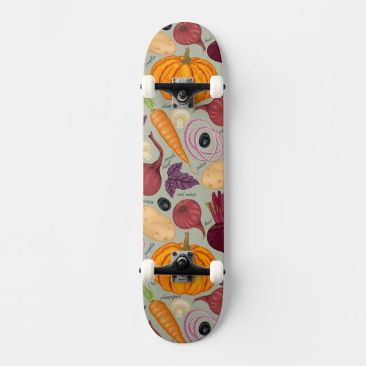 Retro Hintergrund vom Frischgemüse Skateboard (Vorderseite)